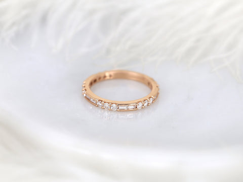 Ready to Ship Gabriella 14kt WHITE Gold WITH Milgrain Diamond ALMOST Eternity Ring,Art Deco Ring,Unique Diamond Eternity,Wedding Band