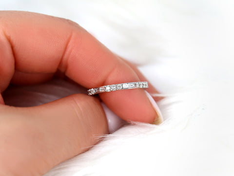 Gabriella 14kt Gold WITHOUT Milgrain Diamond ALMOST Eternity Ring,Vintage Eternity Band,Art Deco Ring,Unique Wedding Ring,Diamond Eternity