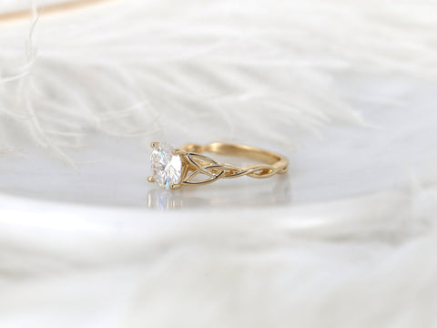 2ct Petite Cassidy 8mm 14kt Moissanite Celtic Love Knot Round Solitaire Ring,Wedding Ring,Crossover Ring,Triquetra Ring,Unique Engagement