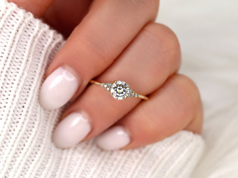 0.75ct Malia 6mm 14kt Moissanite Diamond Art Deco Round Cluster Ring,Anniversary Ring,Round Cut Ring,Round Engagemeng Ring,Wedding Ring