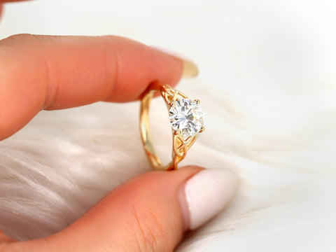 2ct Petite Cassidy 8mm 14kt Moissanite Celtic Love Knot Round Solitaire Ring,Wedding Ring,Crossover Ring,Triquetra Ring,Unique Engagement
