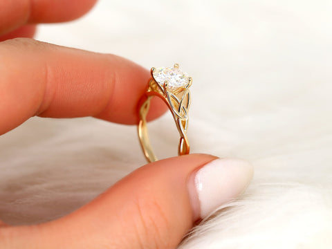 2ct Petite Cassidy 8mm 14kt Moissanite Celtic Love Knot Round Solitaire Ring,Wedding Ring,Crossover Ring,Triquetra Ring,Unique Engagement