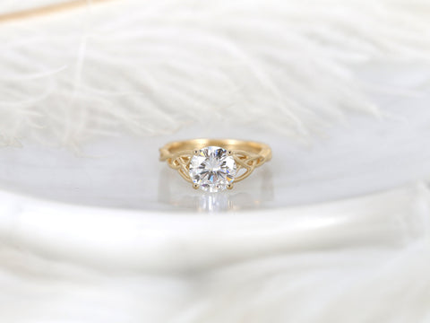 2ct Petite Cassidy 8mm 14kt Moissanite Celtic Love Knot Round Solitaire Ring,Wedding Ring,Crossover Ring,Triquetra Ring,Unique Engagement