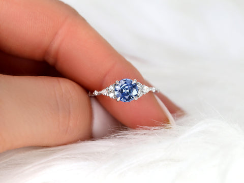 1.54ct Ready to Ship Anastasia 14kt White Gold Cornflower Sapphire Diamond Cluster Ring, Art Deco Ring,Dainty Unique Ring,Gift For Her