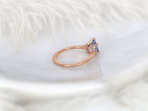 1.32ct Ready to Ship Juliet 14kt Rose Gold Lavender Cornflower Sapphire Diamond Three Stone Pear Ring,Unique Cluster Ring,Anniversary Ring