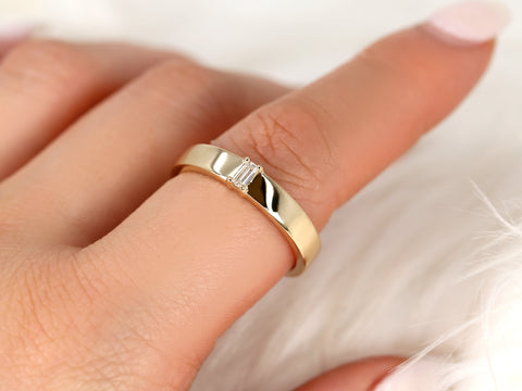 Holden 14kt Gold Baguette Diamond Wedding Ring,Modern Diamond Ring,Men's Wedding Ring,Wide Gold Ring,Diamond Wedding Ring,Gift For Him