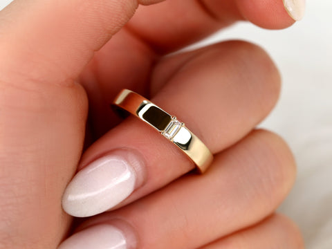 Holden 14kt Gold Baguette Diamond Wedding Ring,Modern Diamond Ring,Men's Wedding Ring,Wide Gold Ring,Diamond Wedding Ring,Gift For Him