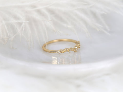 Gaia 14kt Diamond Unique Leaf Nesting Ring,Diamond Band,Contoured Ring,Anniversary Gift,Unique Wedding Ring,Chevron Ring,Diamond Leaf Ring