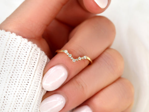 Reagan 14kt Gold Dainty Scattered Cluster Ring,Diamond Stacking Ring,Nesting Ring,Unique Wedding Ring,Gift For Her,Anniversary Ring