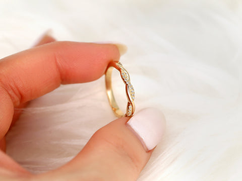 Petite Tilly 14kt Twisted Diamond HALFWAY Eternity Ring,Diamond Twist Ring,Crossover Ring,Unique Wedding Ring,Anniversary Ring,Vine Ring