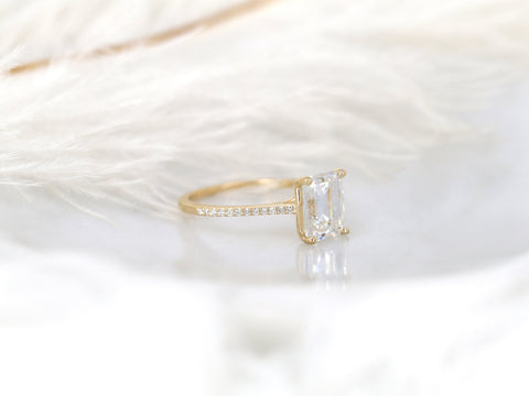 2.60ct Blake 9x7mm 14kt Gold Moissanite Diamond Emerald Cut Solitaire Ring,Emerald Solitaire Ring,Emerald Engagement Ring,Anniversary Gift