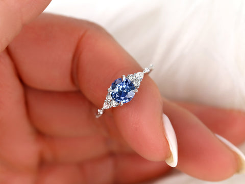 1.54ct Ready to Ship Anastasia 14kt White Gold Cornflower Sapphire Diamond Cluster Ring, Art Deco Ring,Dainty Unique Ring,Gift For Her