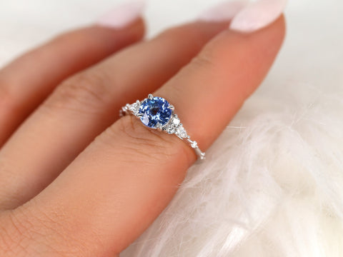 1.54ct Ready to Ship Anastasia 14kt White Gold Cornflower Sapphire Diamond Cluster Ring, Art Deco Ring,Dainty Unique Ring,Gift For Her