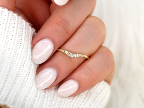 Artemis 14kt Gold Pave Curved Ring,Diamond Stacking Ring,Nesting Ring,Unique Wedding Ring,Gift For Her,Anniversary Ring,Crescent Moon Ring