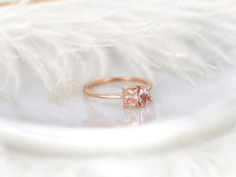 1.15cts Gemini 14kt Rose Gold Peach Sapphire Toi Et Moi Ring,Two Stone Ring,September Birthstone Ring,Unique Cluster Ring,Gift For Her