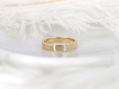 Holden 14kt Gold Baguette Diamond Wedding Ring,Modern Diamond Ring,Men's Wedding Ring,Wide Gold Ring,Diamond Wedding Ring,Gift For Him