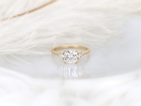 1.70ct Genevieve 7mm 14kt Moissanite Diamond Cushion Engagement Ring,Three Stone Ring,Cushion Wedding Ring,Anniversary Gift,Gift For Her