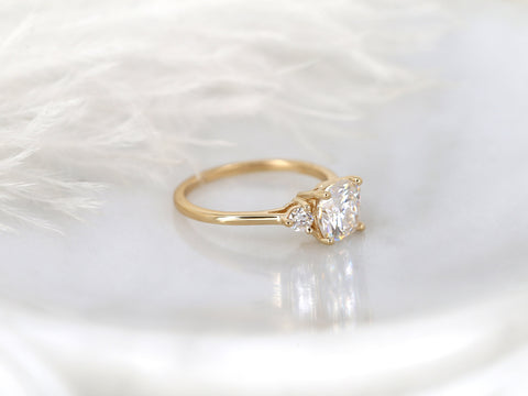 1.70ct Genevieve 7mm 14kt Moissanite Diamond Cushion Engagement Ring,Three Stone Ring,Cushion Wedding Ring,Anniversary Gift,Gift For Her