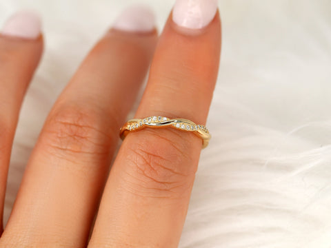 Petite Tilly 14kt Twisted Diamond HALFWAY Eternity Ring,Diamond Twist Ring,Crossover Ring,Unique Wedding Ring,Anniversary Ring,Vine Ring