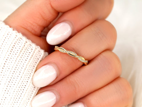 Petite Tilly 14kt Twisted Diamond HALFWAY Eternity Ring,Diamond Twist Ring,Crossover Ring,Unique Wedding Ring,Anniversary Ring,Vine Ring