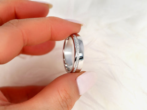 Axel 14kt Asymmetrical Pave Diamond Wedding Ring,Modern Diamond Ring,Men's Wedding Ring,Wide Gold Ring,Diamond Wedding Ring,Gift For Him