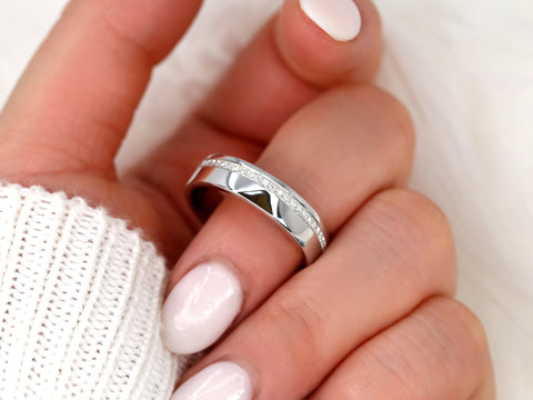 Axel 14kt Asymmetrical Pave Diamond Wedding Ring,Modern Diamond Ring,Men's Wedding Ring,Wide Gold Ring,Diamond Wedding Ring,Gift For Him