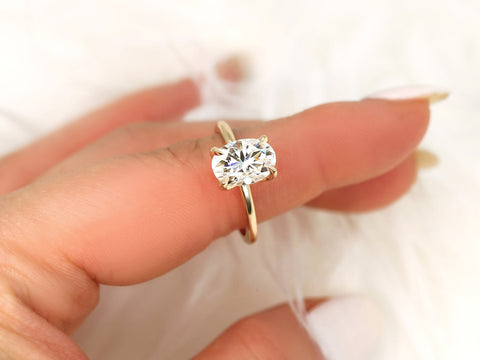 2.50ct Phoebe 10x7mm 14kt Moissanite Unique Dainty Oval Solitaire Ring,Unique Oval Engagement Ring,Minimalist Oval Ring,Anniversary Gift