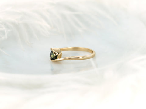 0.99ct Petite Vadim 14kt Gold Teal Sapphire Ring,Bypass Ring,Unique Sapphire Ring,Anniversary Gift,September Birthstone Ring,Gift For Her