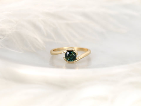 0.99ct Petite Vadim 14kt Gold Teal Sapphire Ring,Bypass Ring,Unique Sapphire Ring,Anniversary Gift,September Birthstone Ring,Gift For Her