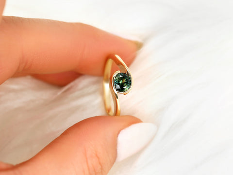 0.99ct Petite Vadim 14kt Gold Teal Sapphire Ring,Bypass Ring,Unique Sapphire Ring,Anniversary Gift,September Birthstone Ring,Gift For Her