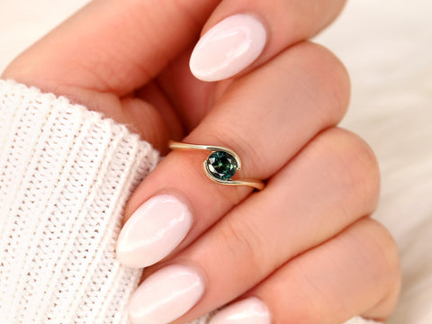 0.99ct Petite Vadim 14kt Gold Teal Sapphire Ring,Bypass Ring,Unique Sapphire Ring,Anniversary Gift,September Birthstone Ring,Gift For Her