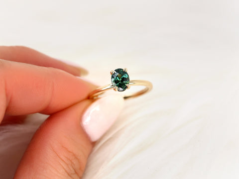 1.32ct Ready to Ship Dakota 14kt Gold Teal Sapphire Oval Solitaire Ring,Oval Engagement Ring,Sapphire Ring,September Birthstone,Gift For Her