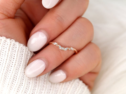 Azalea 14kt Gold Diamond Nesting Ring,Diamond Stacking Ring,Nature Curved Ring,Unique Wedding Ring,Gift For Her,Anniversary Ring,Unique Ring