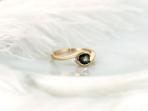 0.99ct Petite Vadim 14kt Gold Teal Sapphire Ring,Bypass Ring,Unique Sapphire Ring,Anniversary Gift,September Birthstone Ring,Gift For Her