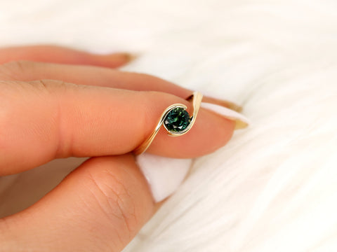 0.99ct Petite Vadim 14kt Gold Teal Sapphire Ring,Bypass Ring,Unique Sapphire Ring,Anniversary Gift,September Birthstone Ring,Gift For Her