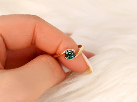 0.99ct Petite Vadim 14kt Gold Teal Sapphire Ring,Bypass Ring,Unique Sapphire Ring,Anniversary Gift,September Birthstone Ring,Gift For Her