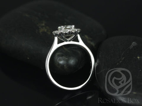 1ct Blossom 6.5mm 14kt Moissanite Diamond Flower Halo Engagement Ring - Rosados Box