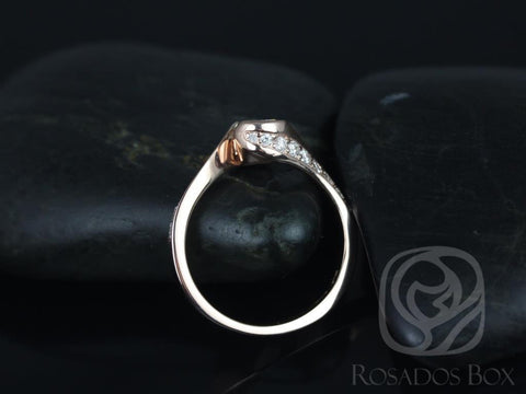 0.60ct Odala 5.5mm 14kt Gold Moissanite Diamonds Pave Bypass Twisted Round Engagement Ring - Rosados Box