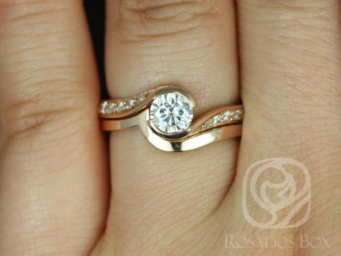 14kt Rose Gold Matching Band to Odala 5.5mm Curved PLAIN Band Ring - Rosados Box