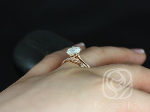 2ct Skinny Flora 8mm & Dusty 14kt Gold Moissanite Diamond Crossover Round Solitaire Bridal Set,Round Solitaire Ring,Wedding Ring Set