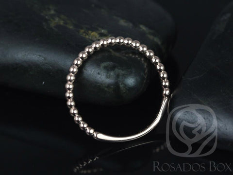 Ready to Ship 14kt WHITE Gold Petite Buddha Beads Plain Wedding Band