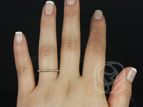 Ready to Ship 14kt WHITE Gold Petite Buddha Beads Plain Wedding Band