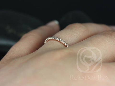 Ready to Ship 14kt WHITE Gold Petite Buddha Beads Plain Wedding Band