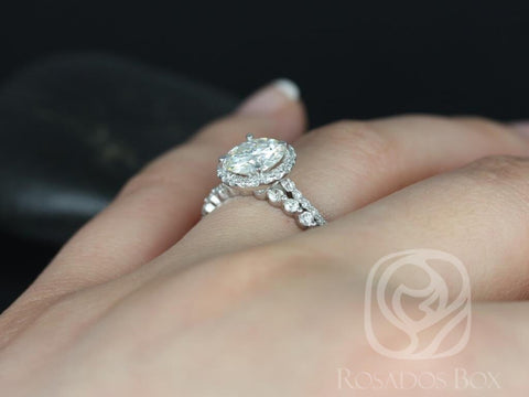 1.50ct Kimberly 7.5mm & Pte Naomi 14kt Moissanite Diamond Round Halo Bridal Set,Round Engagement Ring Set,Round Halo Ring,Anniversary Ring