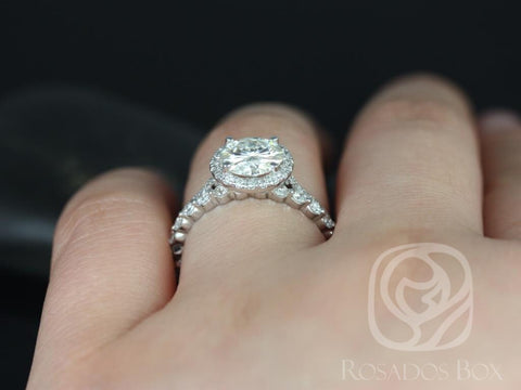 1.50ct Kimberly 7.5mm & Pte Naomi 14kt Moissanite Diamond Round Halo Bridal Set,Round Engagement Ring Set,Round Halo Ring,Anniversary Ring