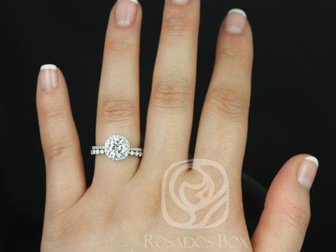 1.50ct Kimberly 7.5mm & Pte Naomi 14kt Moissanite Diamond Round Halo Bridal Set,Round Engagement Ring Set,Round Halo Ring,Anniversary Ring