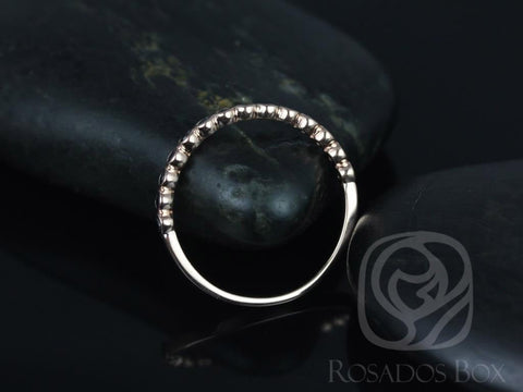 Ready to Ship Petite Bubbles 14kt Rose Gold WITHOUT Milgrain Bezel Black Diamond HALFWAY Eternity Ring - Rosados Box