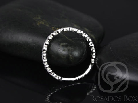 Petite Bubbles 14kt White Gold Diamond Bezel WITH Milgrain ALMOST Eternity Ring Dainty Ring - Rosados Box