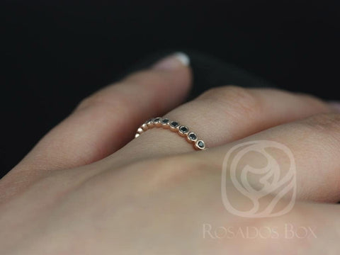 Ready to Ship Petite Bubbles 14kt Rose Gold WITHOUT Milgrain Bezel Black Diamond HALFWAY Eternity Ring - Rosados Box