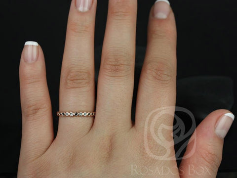 Ready to Ship Petite Bubbles 14kt Rose Gold WITHOUT Milgrain Bezel Black Diamond HALFWAY Eternity Ring - Rosados Box